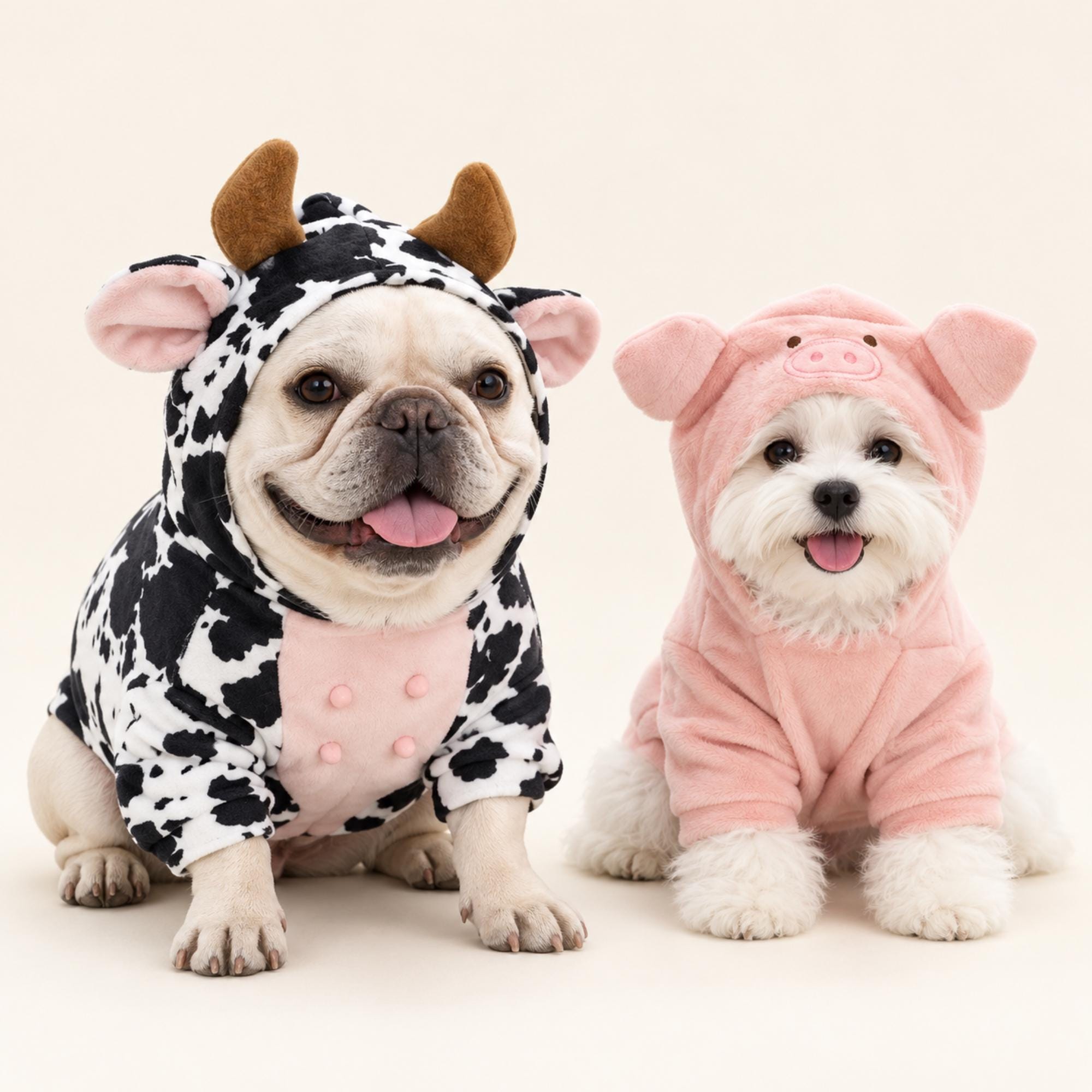 Cow or Pig Pet Hoodie, Animal Costume, Hooded Outfit for Cats and Dogs — gallery photo 1