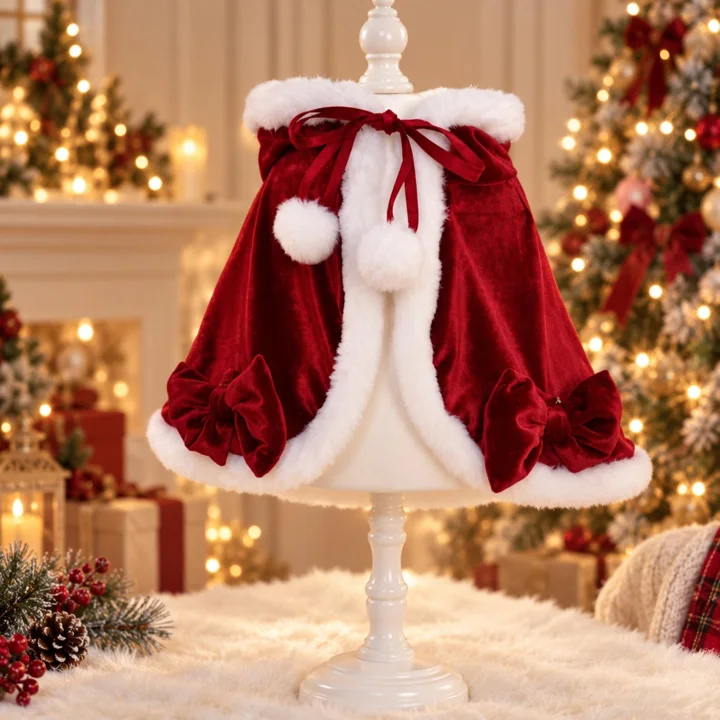 Red Christmas Pet Cape, Holiday Cloak for Cats & Small Dogs
