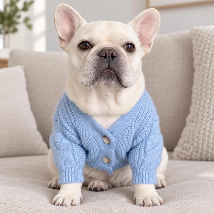 Blue Teddy Bear Dog Sweater — gallery photo 3