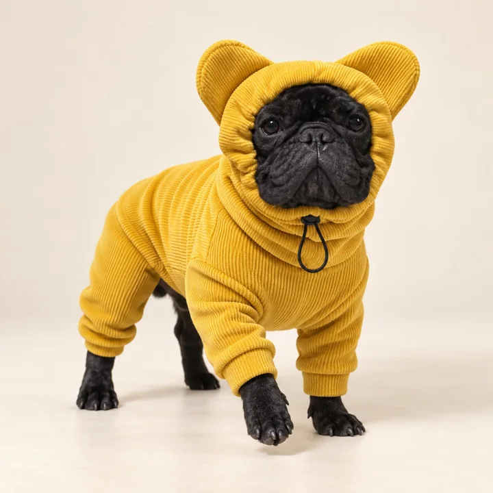 Mustard Yellow Bear Ear Dog Hoodie — gallery photo 3