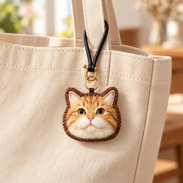 Custom Felt Pet Portrait Keychain From Photo — gallery photo 5