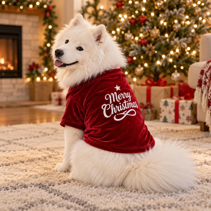 Velvet Christmas Dog Shirt — gallery photo 3
