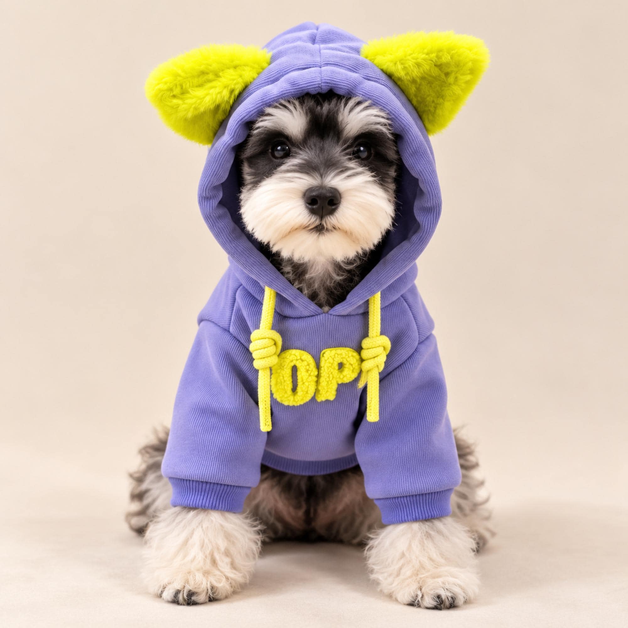 Purple Pet Hoodie With Neon Yellow Ears, Cat and Dog Sweatshirt — gallery photo 1