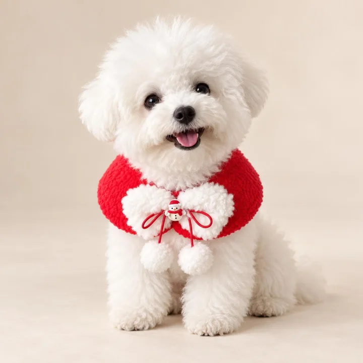 Red Snowman Christmas Pet Cape, Plush Holiday Cloak for Cats and Dogs