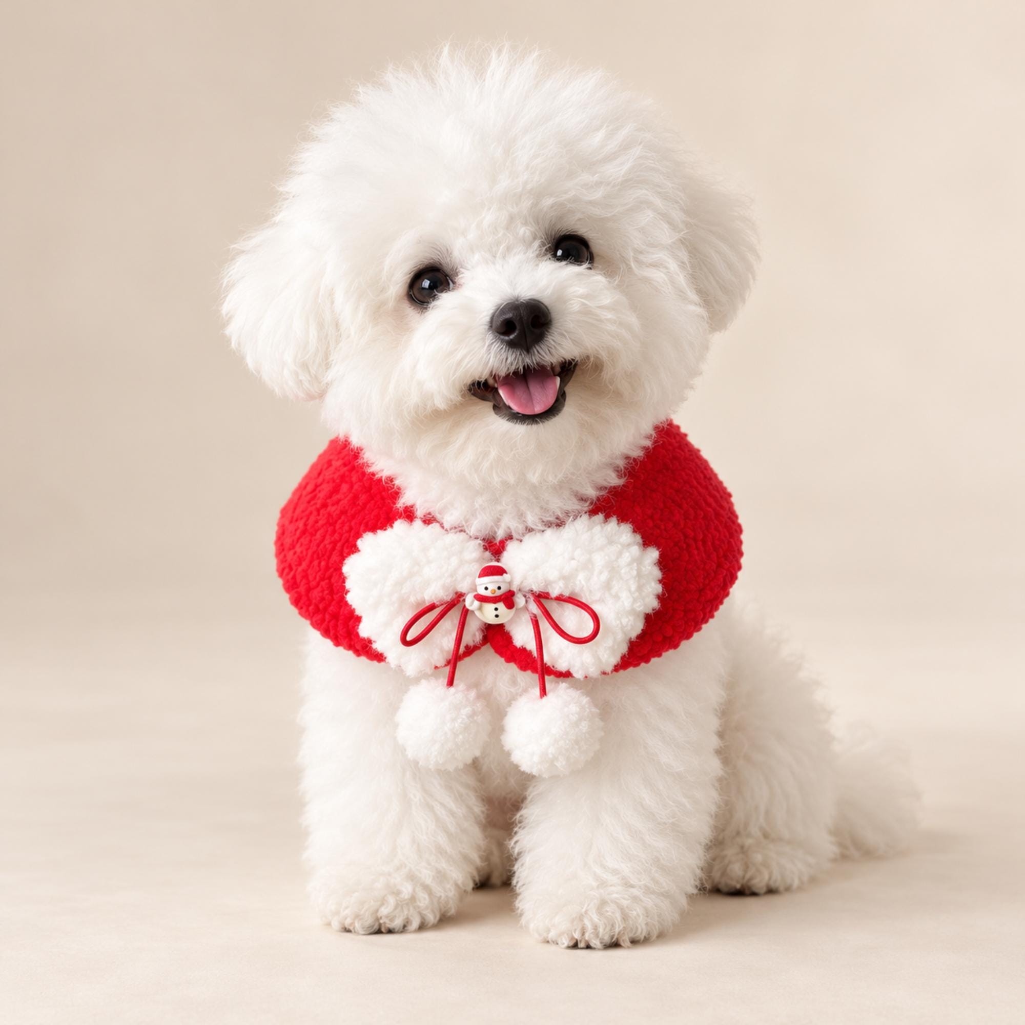 Red Snowman Christmas Pet Cape, Plush Holiday Cloak for Cats and Dogs — gallery photo 1
