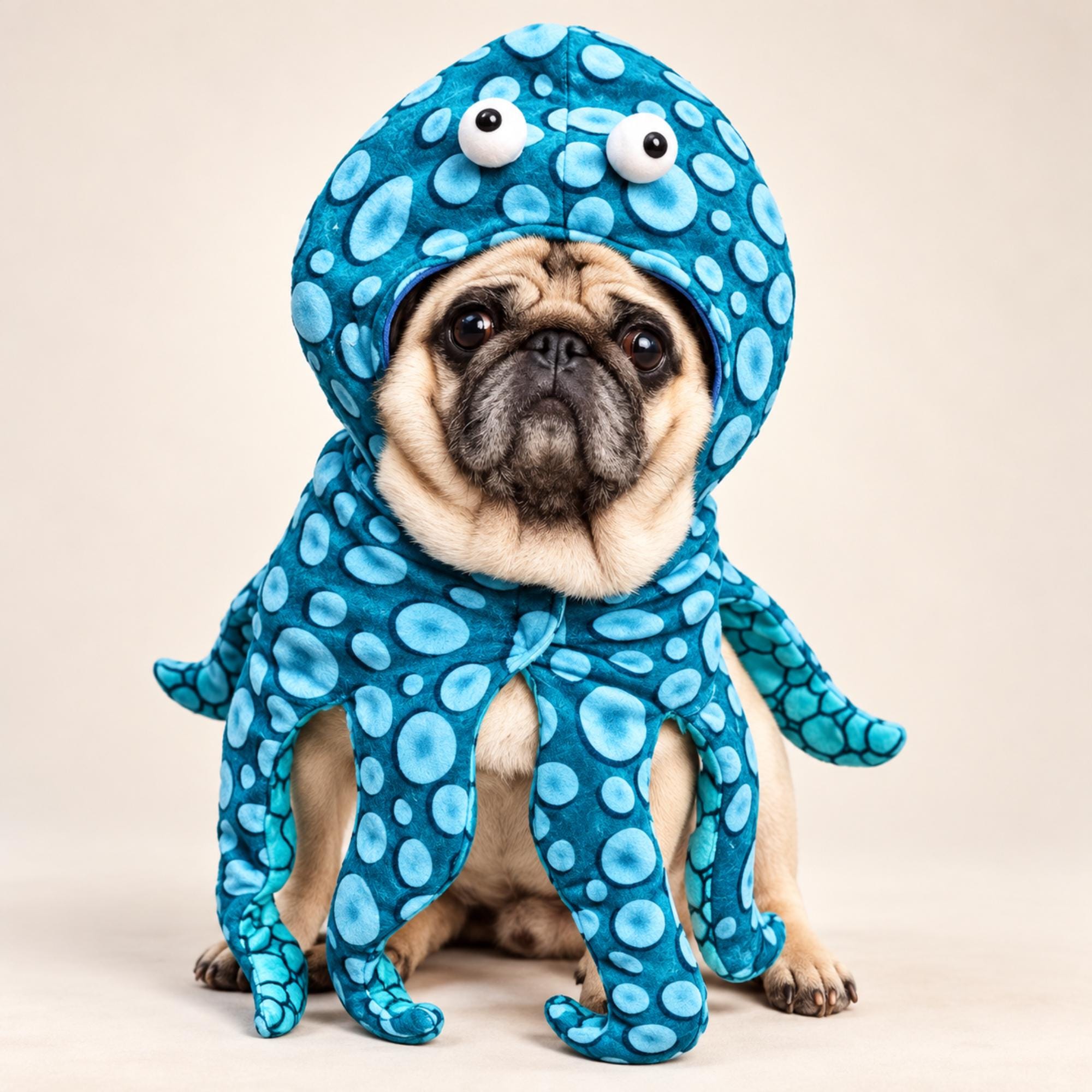 Blue Octopus Dog Costume, Funny Halloween Pet Hoodie for Dogs & Cats — gallery photo 1