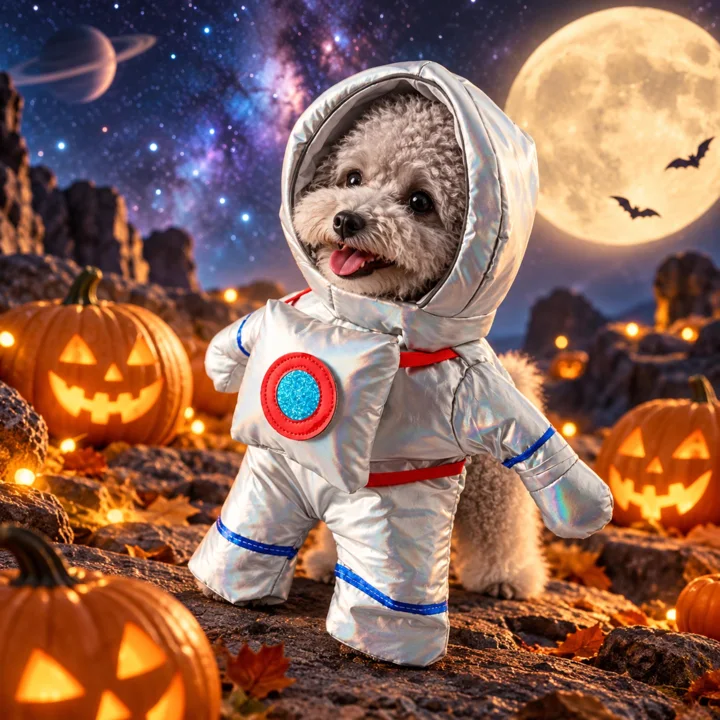 Silver Astronaut Dog Costume — gallery photo 6