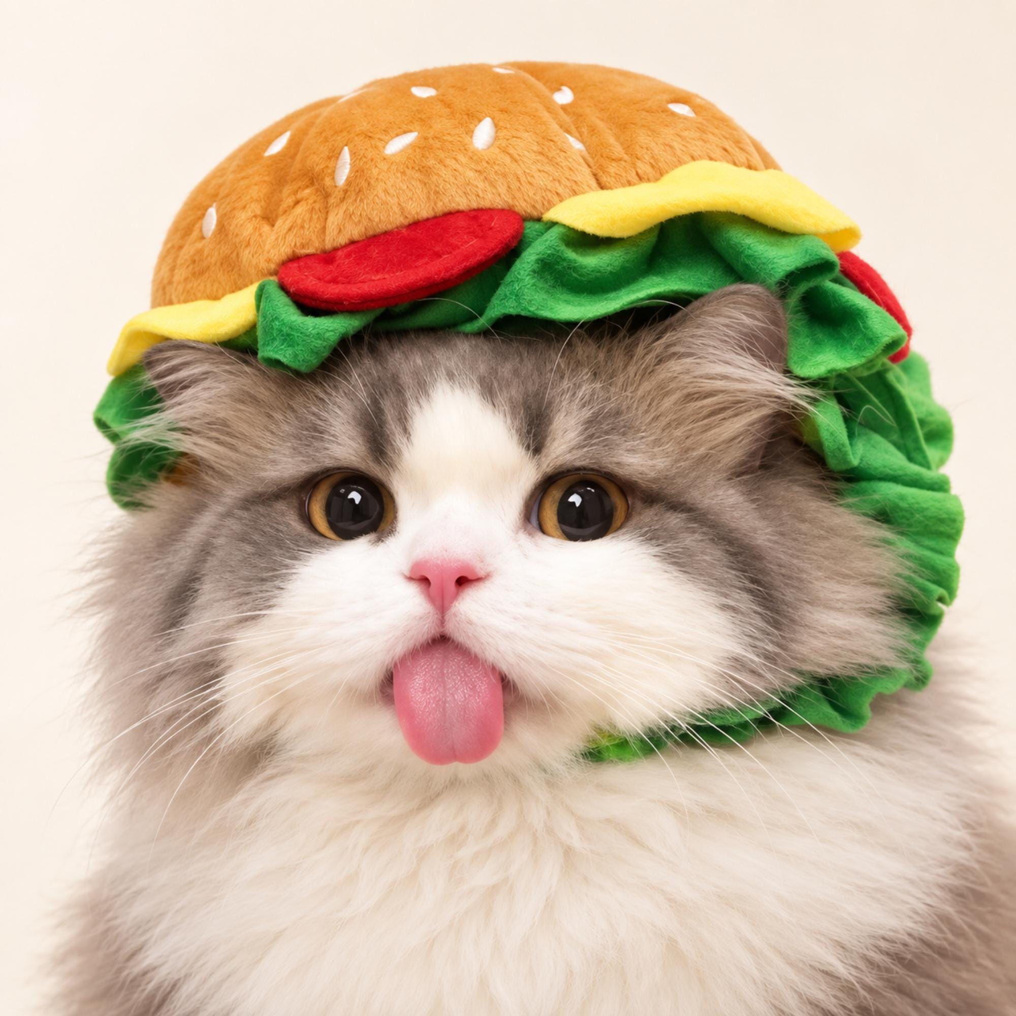Hamburger Pet Hat, Funny Burger Costume for Cats & Small Dogs — gallery photo 1