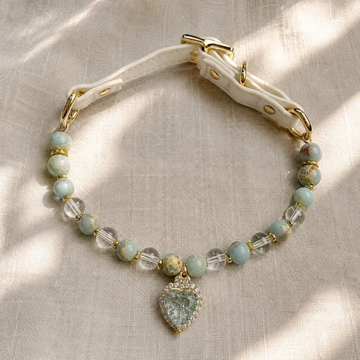 Aqua Crystal Dog Collar — gallery photo 2