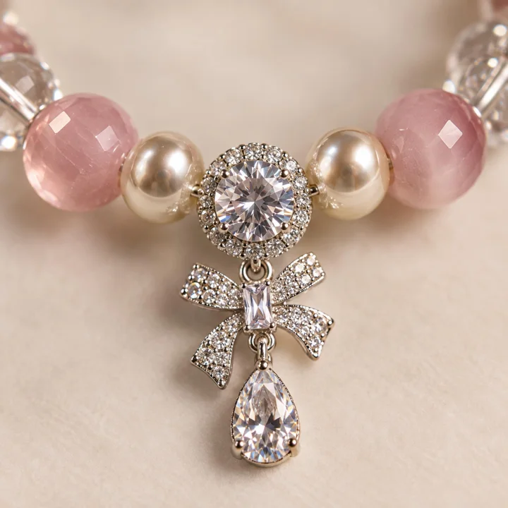 Pink Crystal Pearl Dog Collar — gallery photo 7