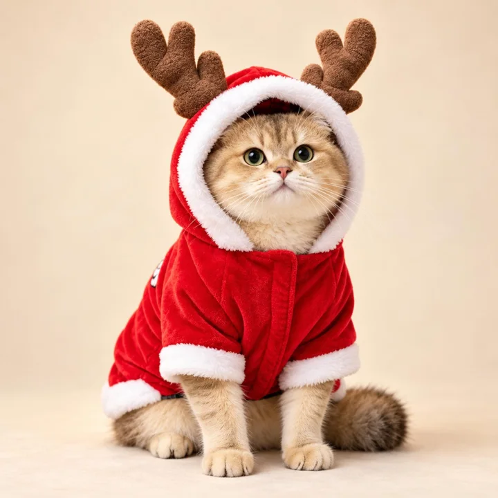 Christmas Reindeer Hoodie, Santa Dog Clothes, Holiday Cat Outfit, Winter Puppy Apparel