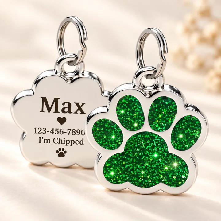 Personalized Glitter Paw Pet ID Tag — gallery photo 10