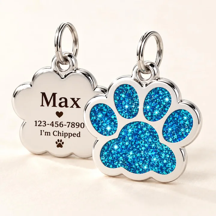 Personalized Glitter Paw Pet ID Tag — gallery photo 2