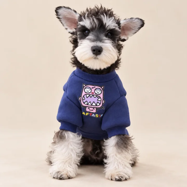 Blue Monster Graphic Pet Sweatshirt, Long Sleeve Cat and Dog Shirt