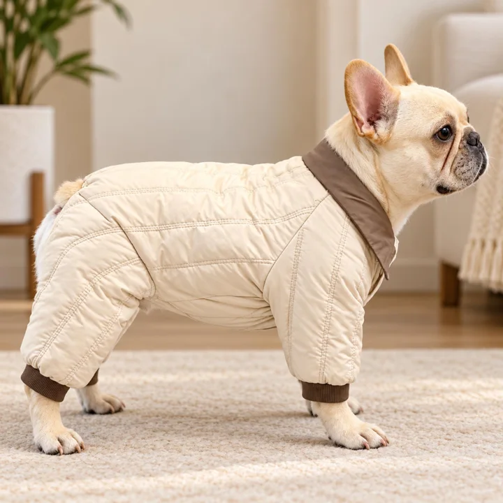 Cream Quilted Dog Jumpsuit — gallery photo 3
