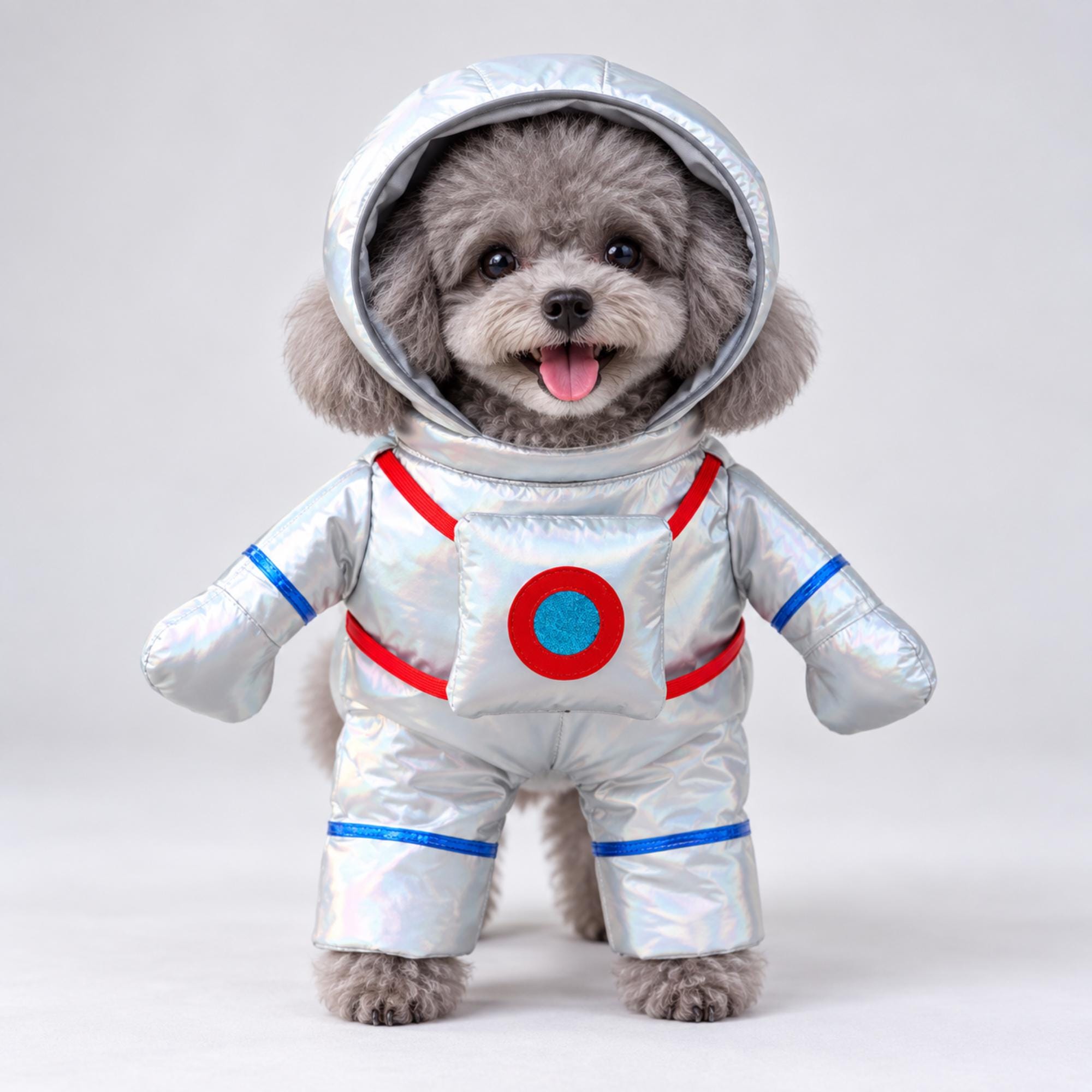 Silver Astronaut Dog Costume, Space Suit Halloween Pet Outfit for Dogs & Cats — gallery photo 1