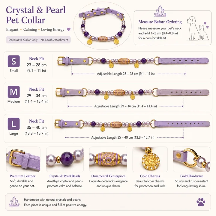 Purple Crystal Pearl Dog Collar — gallery photo 7