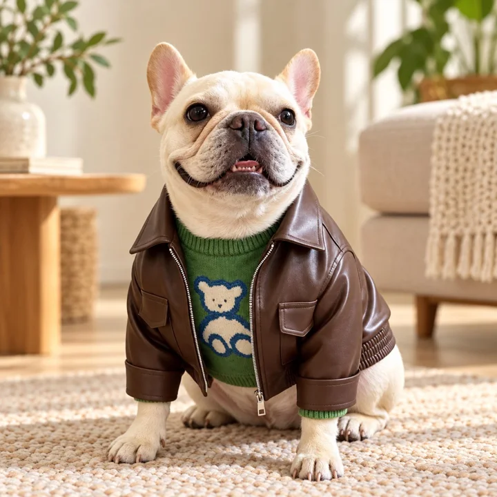 Brown Faux Leather Dog Jacket — gallery photo 4