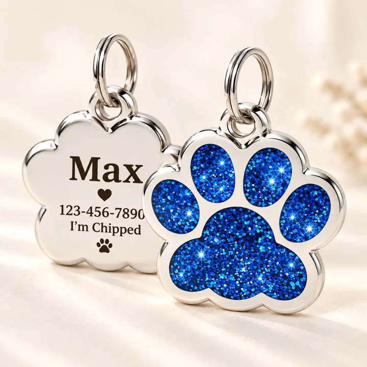 Personalized Glitter Paw Pet ID Tag — gallery photo 6