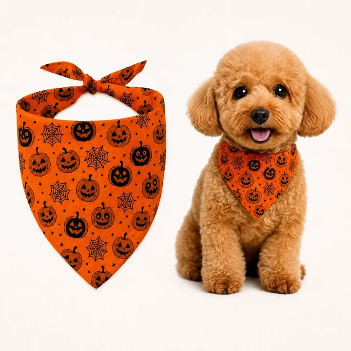 Orange Halloween Dog Bandana — gallery photo 2