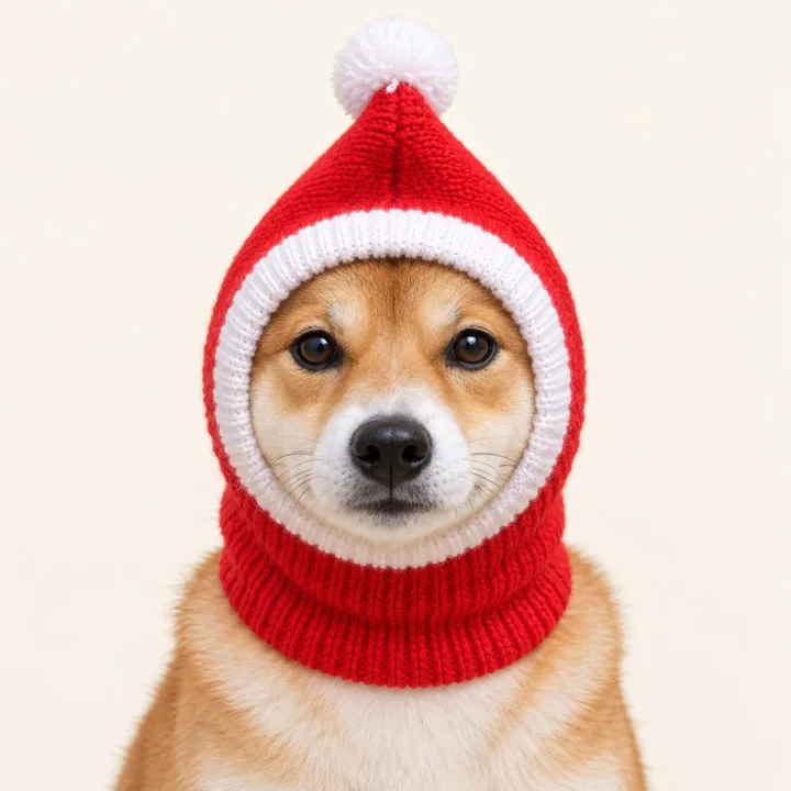 Christmas Pet Snood, Red Santa Hood, Knit Neck Warmer for Cats and Dogs
