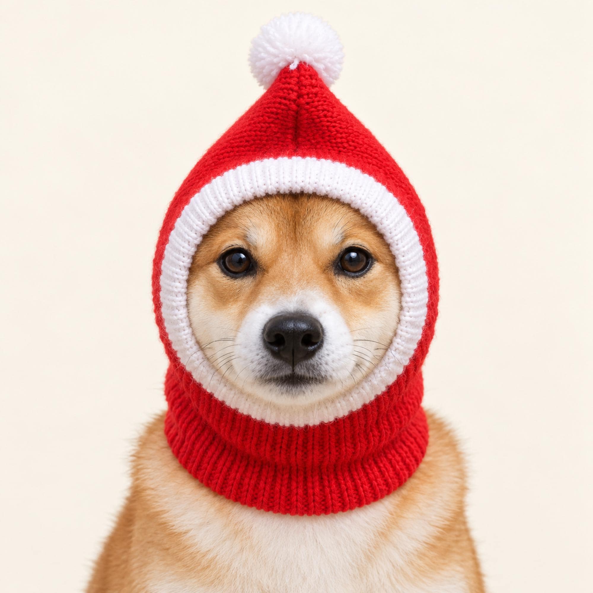 Christmas Pet Snood, Red Santa Hood, Knit Neck Warmer for Cats and Dogs