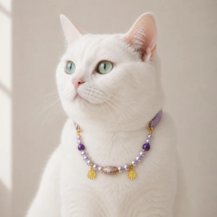 Purple Crystal Pearl Dog Collar — gallery photo 6