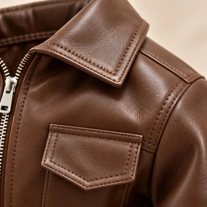 Brown Faux Leather Dog Jacket — gallery photo 6