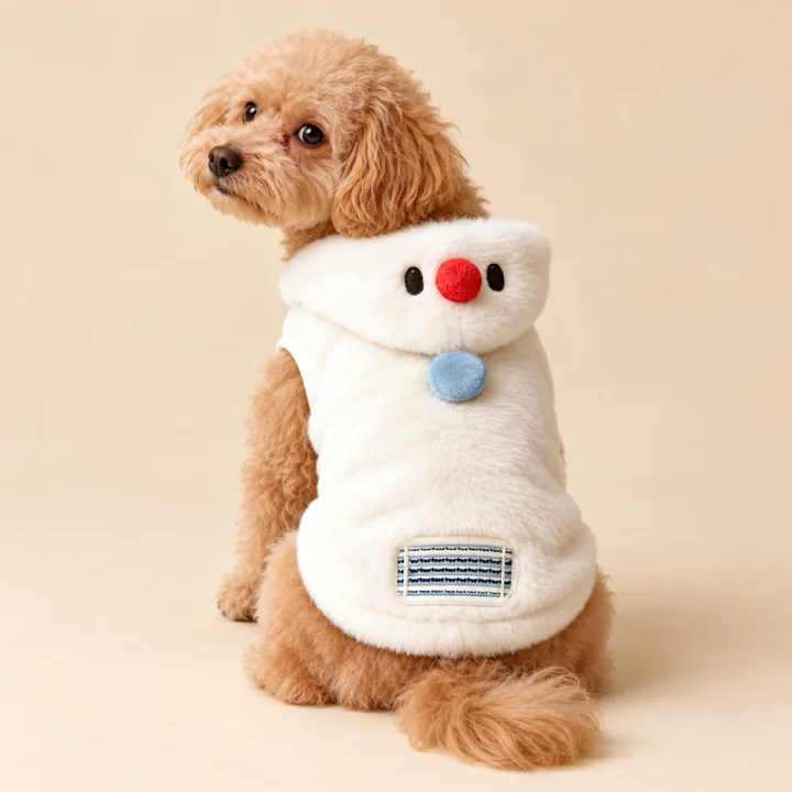 Snowman Pet Vest, Plush Christmas Outfit, Winter Costume for Small Dogs and Cats