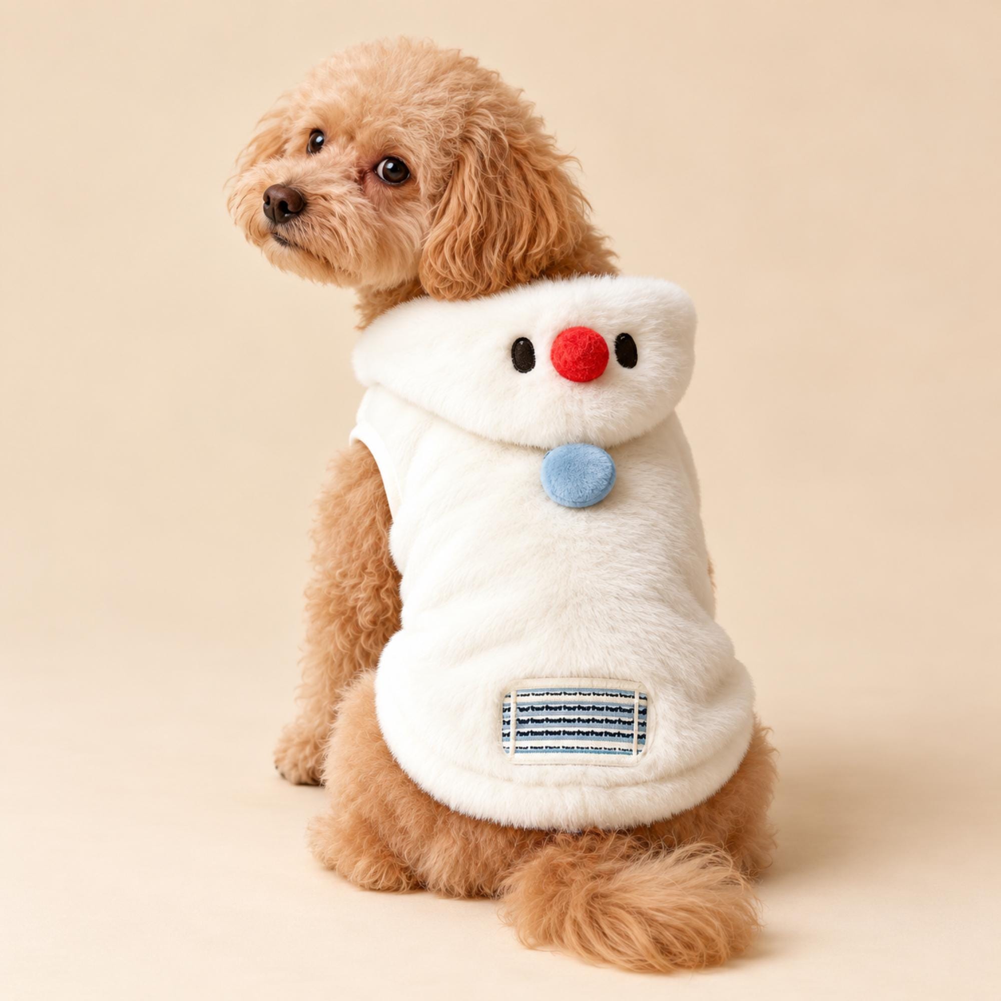 Snowman Pet Vest, Plush Christmas Outfit, Winter Costume for Small Dogs and Cats — gallery photo 1