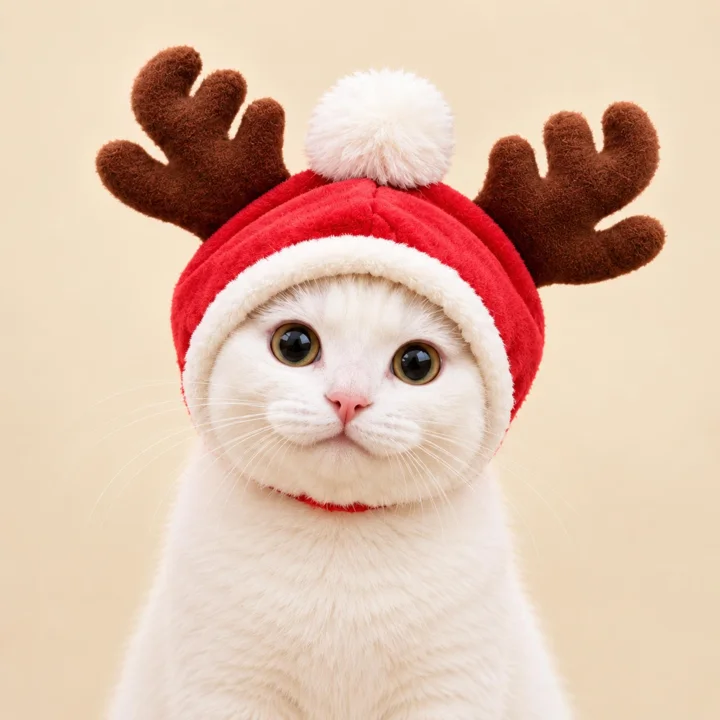 Reindeer Christmas Pet Hoodie, Red Velvet Antler Coat for Dogs and Cats