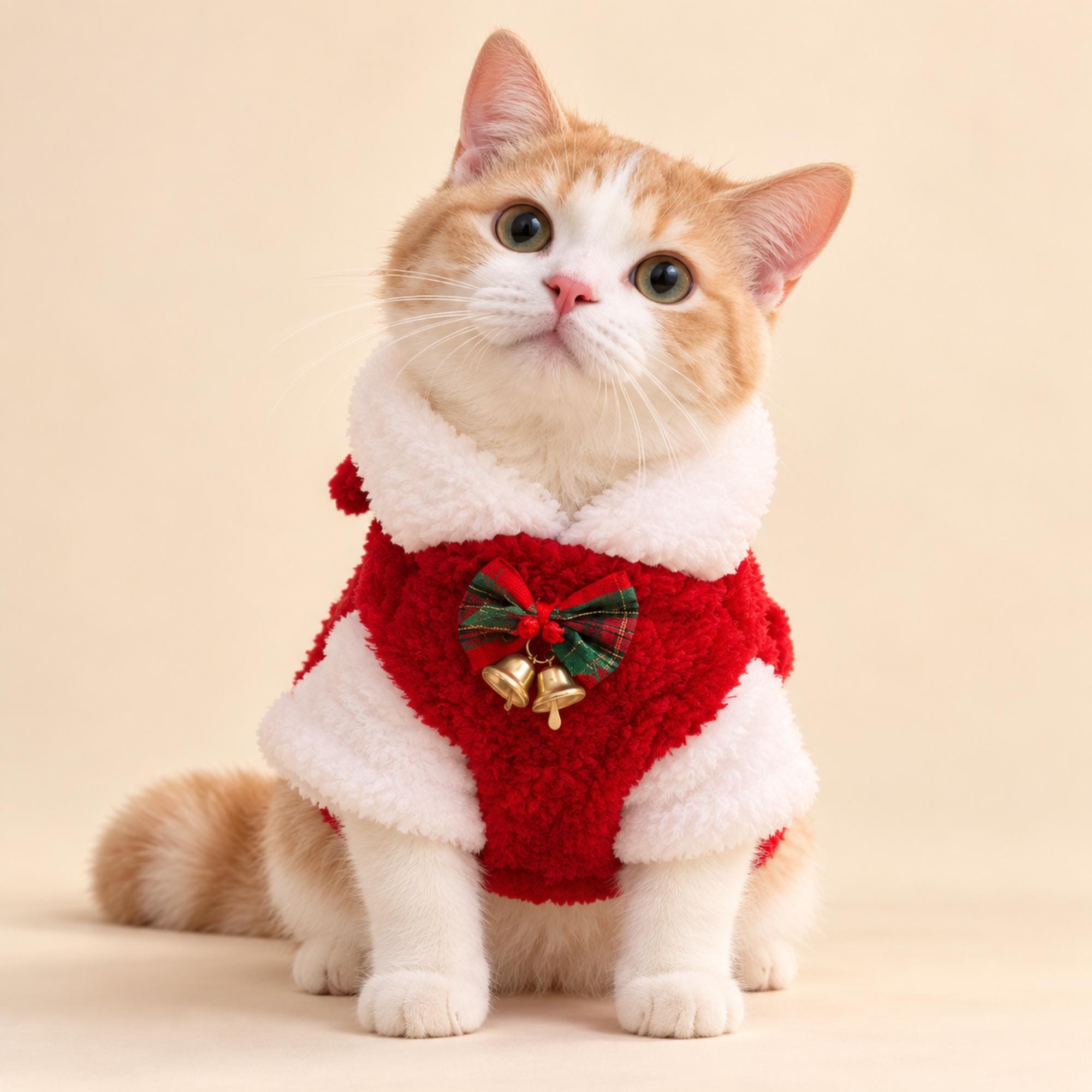 Christmas Reindeer Pet Sweater, Red Plush Holiday Outfit for Cats and Dogs — gallery photo 1