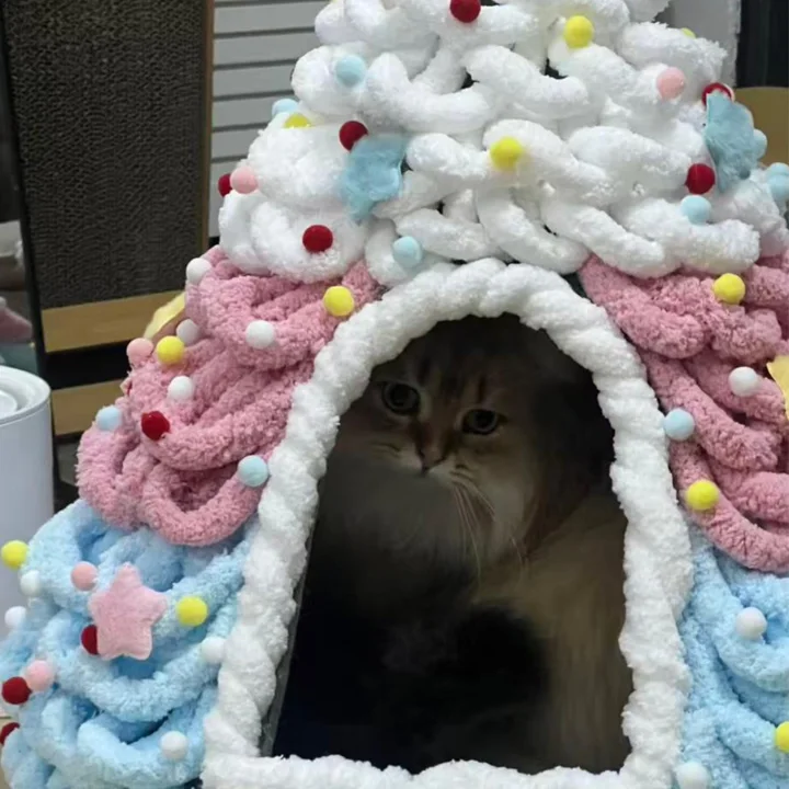 DIY Pastel Christmas Tree Cat Cave Kit — gallery photo 5