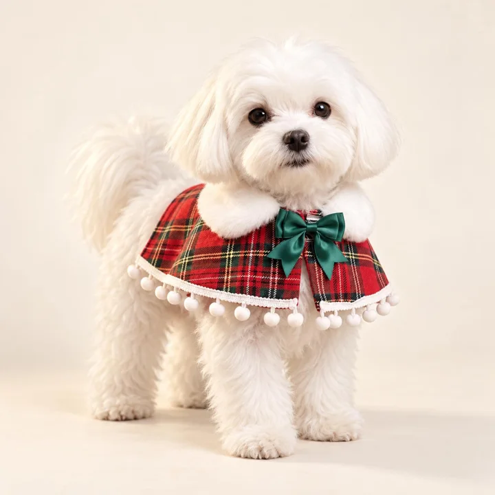 Christmas Plaid Pet Cape — gallery photo 2