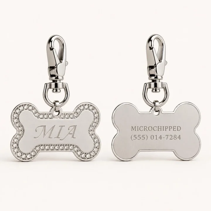 Personalized Silver Bone Pet ID Tag — gallery photo 5