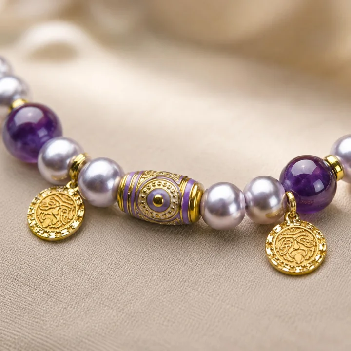 Purple Crystal Pearl Dog Collar — gallery photo 4