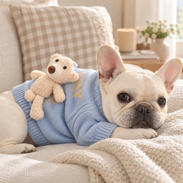 Blue Teddy Bear Dog Sweater — gallery photo 7