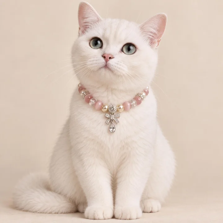 Pink Crystal Pearl Dog Collar — gallery photo 4