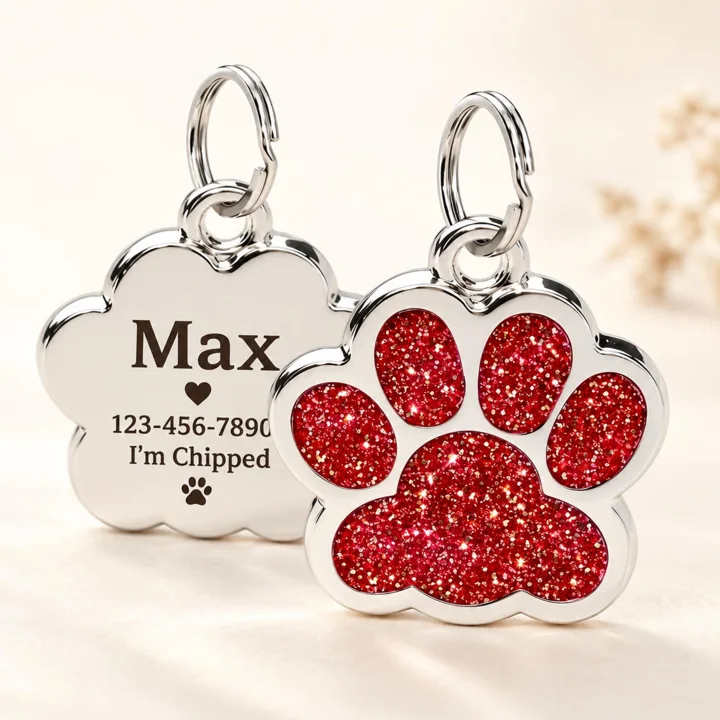 Personalized Glitter Paw Pet ID Tag — gallery photo 3