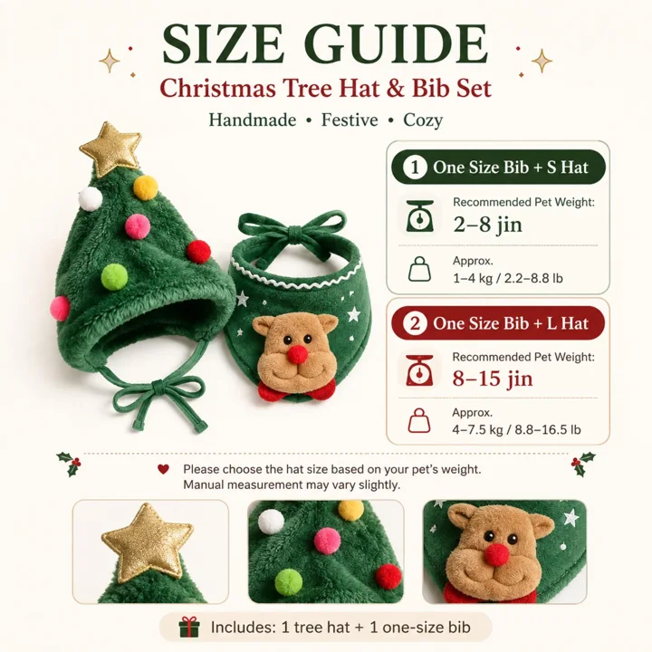 Christmas Tree Pet Hat & Reindeer Bib Set — gallery photo 6