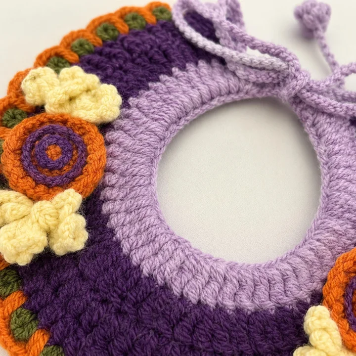 Black Cat Crochet Halloween Pet Collar — gallery photo 5