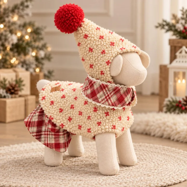 Cream Sherpa Christmas Pet Cape — gallery photo 6