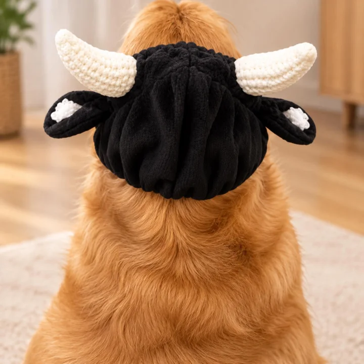 Handmade Crochet Cow Dog Hat — gallery photo 4