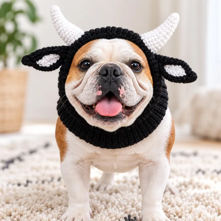 Handmade Crochet Cow Dog Hat — gallery photo 5
