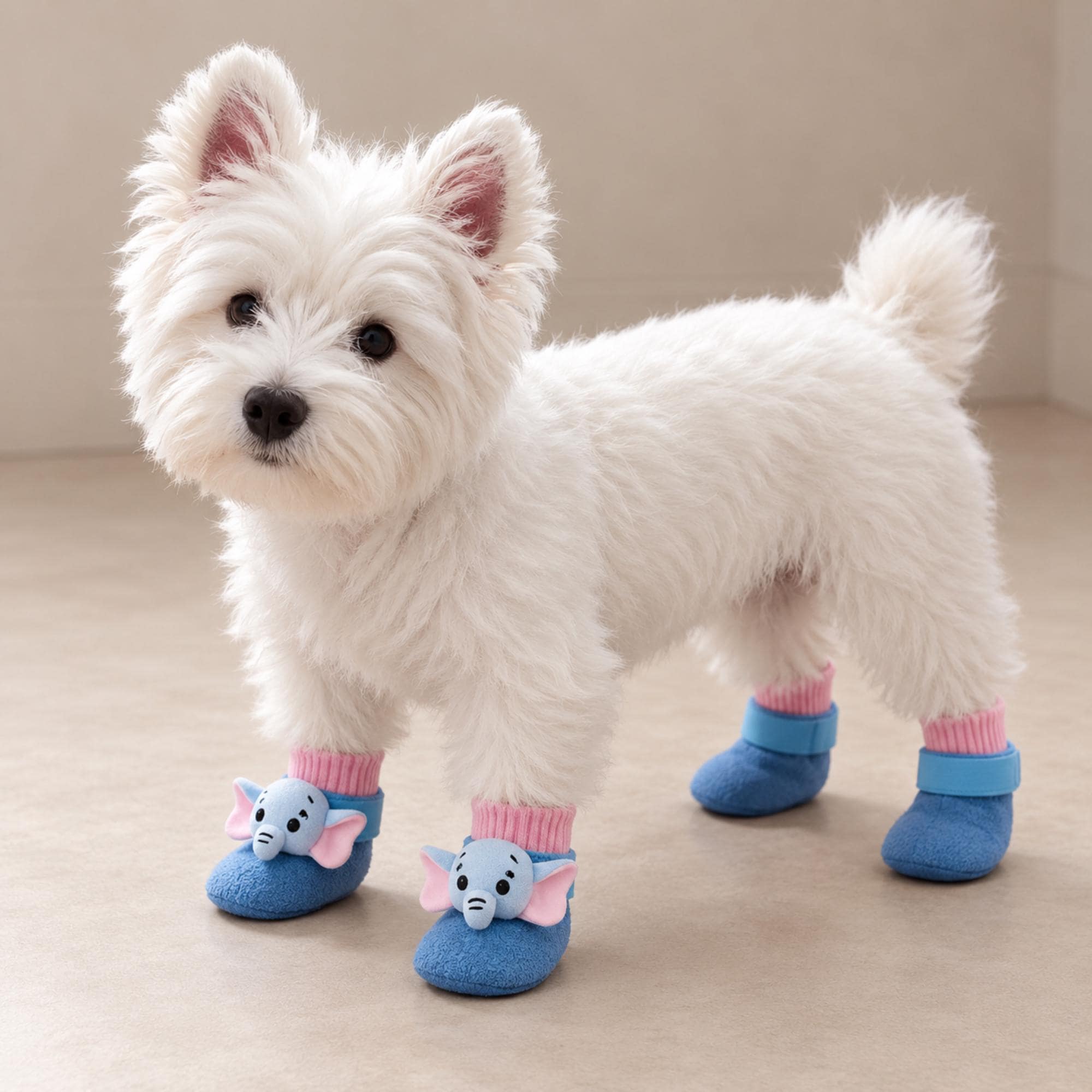 Dog Booties Set of 4, Elephant or Pig Paw Shoes With Free Straps — gallery photo 1