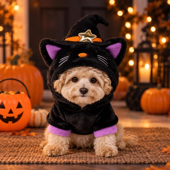 Black Cat Witch Dog Costume — gallery photo 2