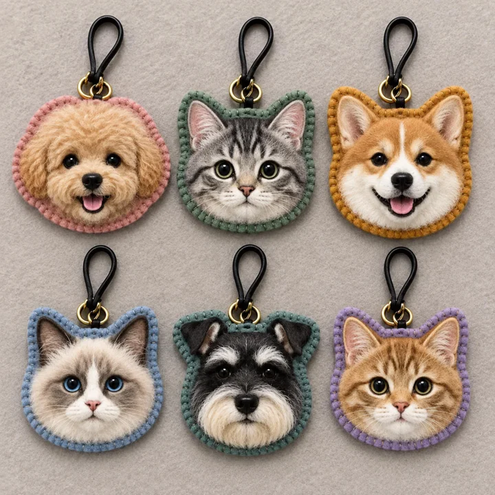 Custom Felt Pet Portrait Keychain From Photo — gallery photo 9