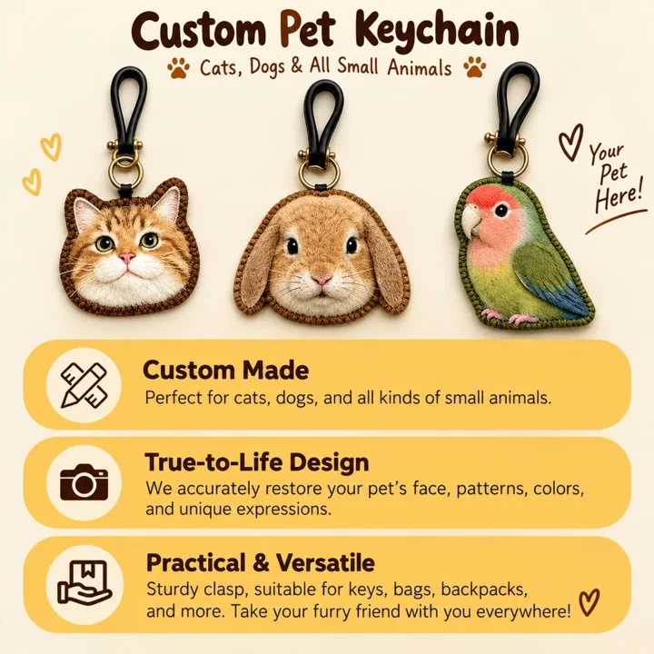 Custom Felt Pet Portrait Keychain From Photo — gallery photo 7