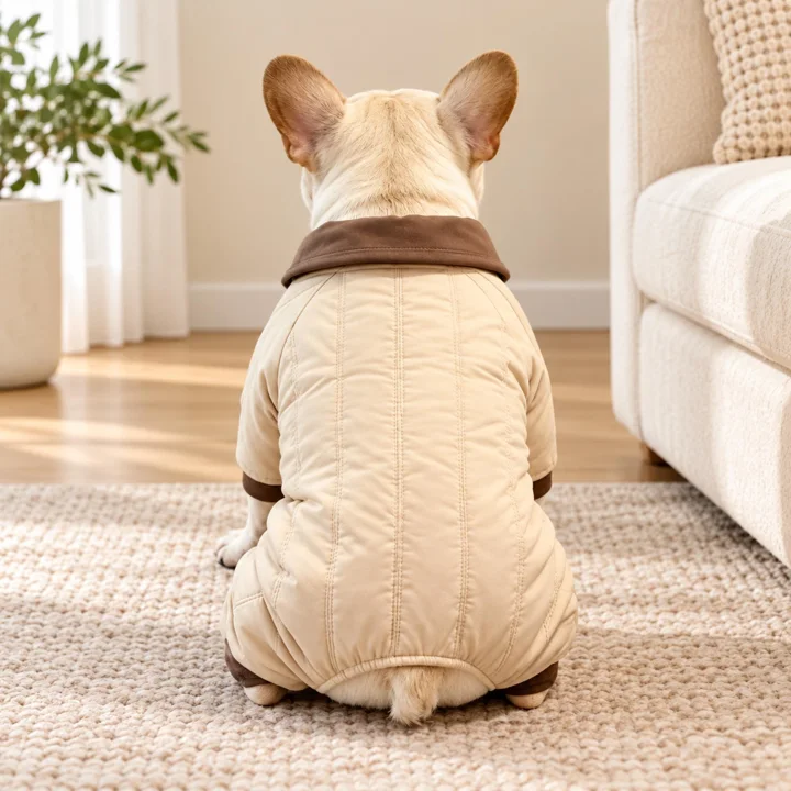 Cream Quilted Dog Jumpsuit — gallery photo 4