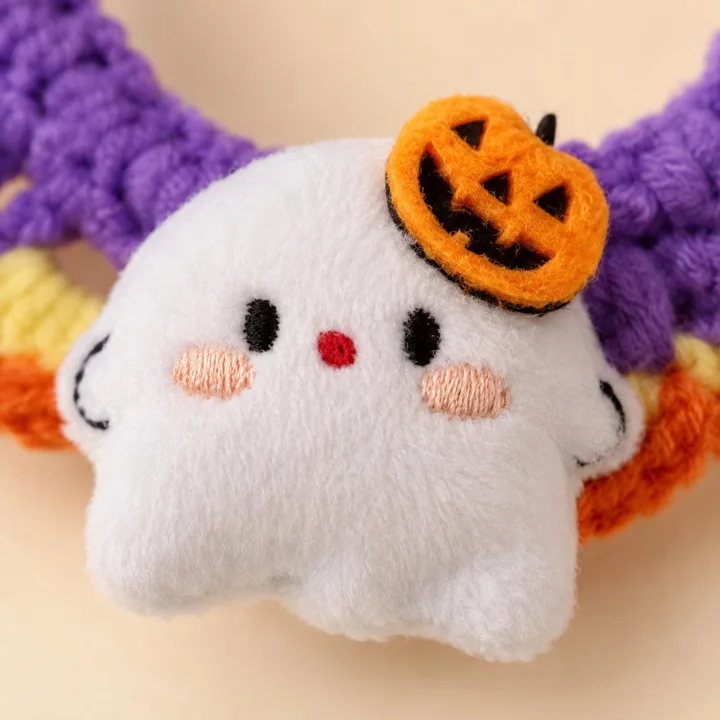 Ghost Crochet Halloween Pet Collar — gallery photo 3